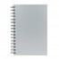 Cuaderno matemáticas tapa dura plateada.