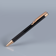 Bolígrafo de aluminio negro "STRONG", con terminales encobrizados.